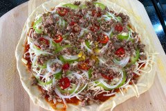 Green-Bell-Pepper-Onion-Jimmy-Dean-Hot-Breakfast-Sausage-Cherry-Peppers-prebake