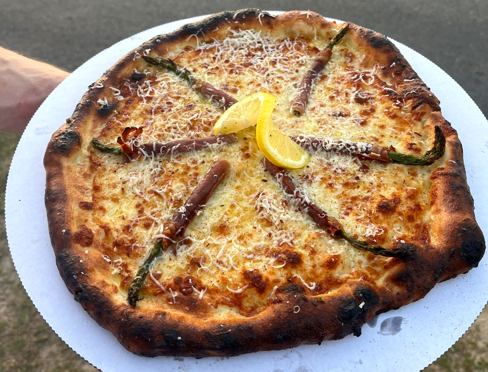 Nicholas Harper's Prosciutto-wrapped Asparagus Pizza